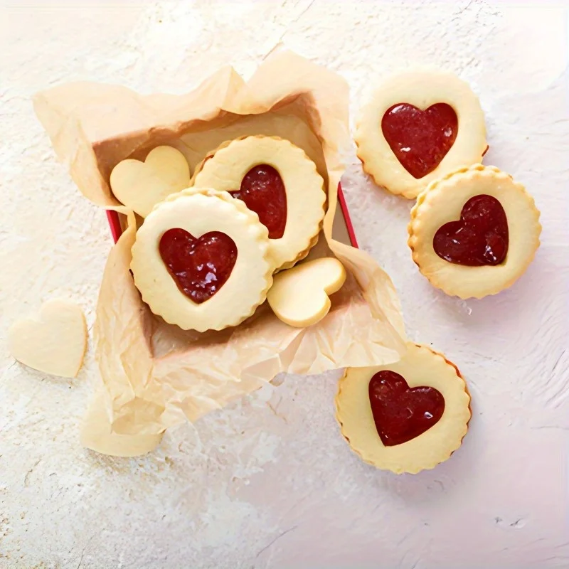 Stainless Steel Cookie Cutters Flower Heart Shape Candy Biscuit Cake Decorating Molds Baking Tools 2pcs