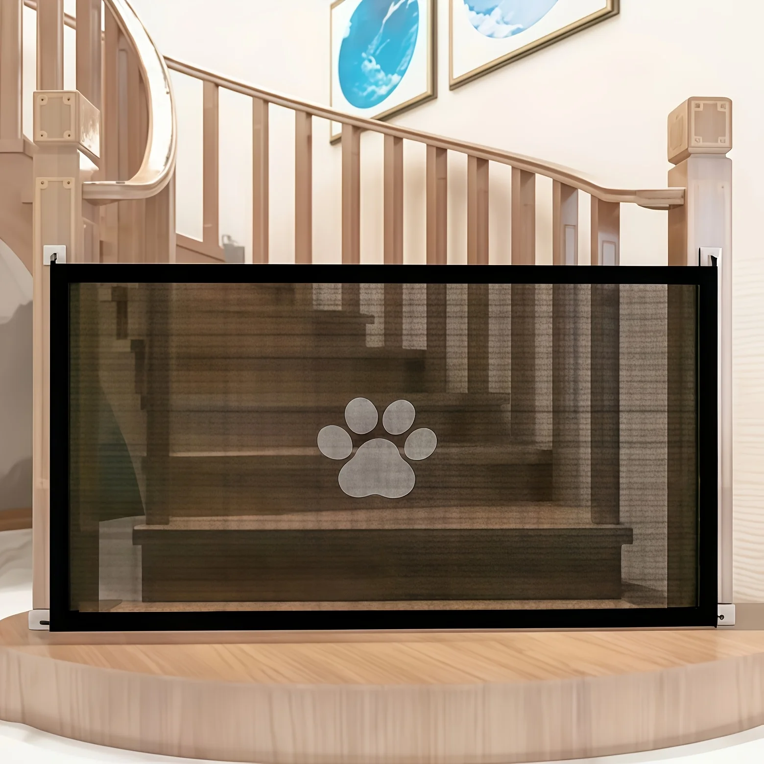 Expandable Pet Gate Plus Durable PE Mesh Door Indoor & Outdoor Use