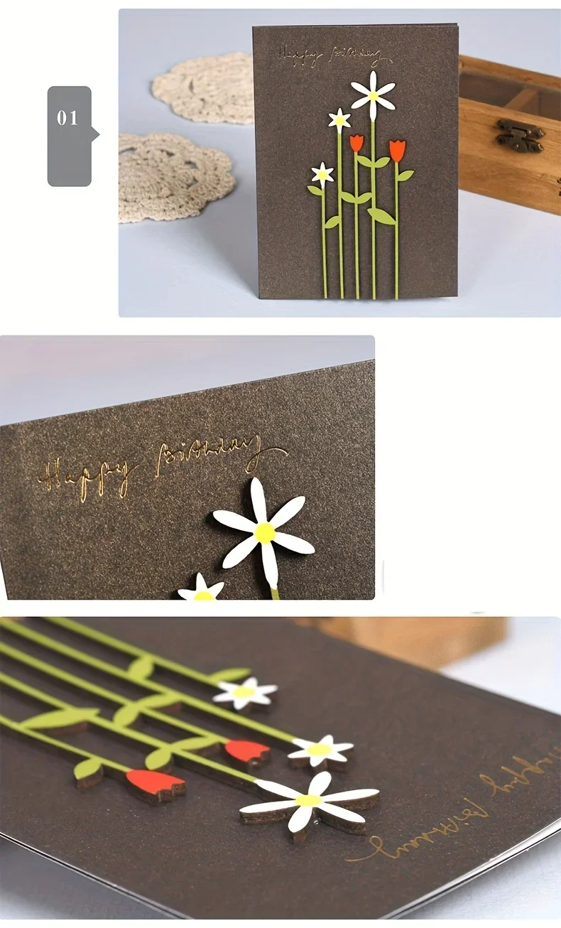 Set, Universal Karte Retro Holz Carving Patch Mini Segen Grußkarte Senden Papier Umschlag Business Grußkarte Geburtstag – Detail 12