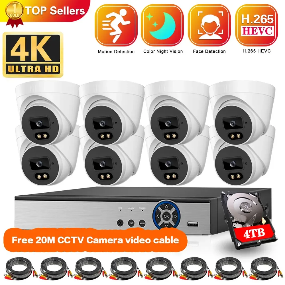 

AHD CCTV Camera Security System Kit Dome 4K 8CH DVR Kit Indoor Home Color Night Vision Ceiling Camera Video Surveillance System