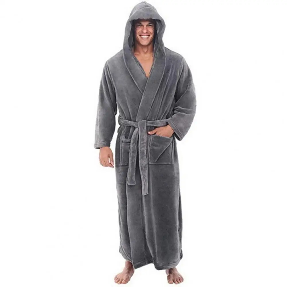 

Plush Bathrobe Soft Absorbent Men's Hooded Bathrobes with Adjustable Belt Pockets Stay Cozy Stylish After Every Shower Lounging