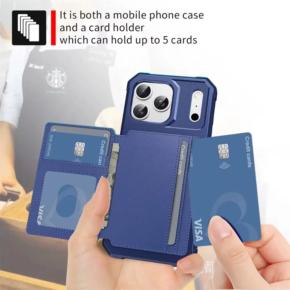 Universal Wallet Phone Case with Card Holder and Hybrid Rubber Bumper Design