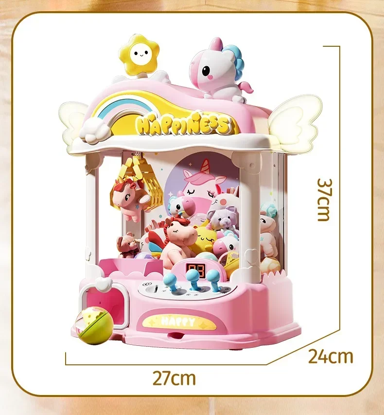 Mini Doll Machine Projection Claw Machine Coin Operated Play Game Arcade Crane Timed Game Clip Doll Toy with sound and light 6