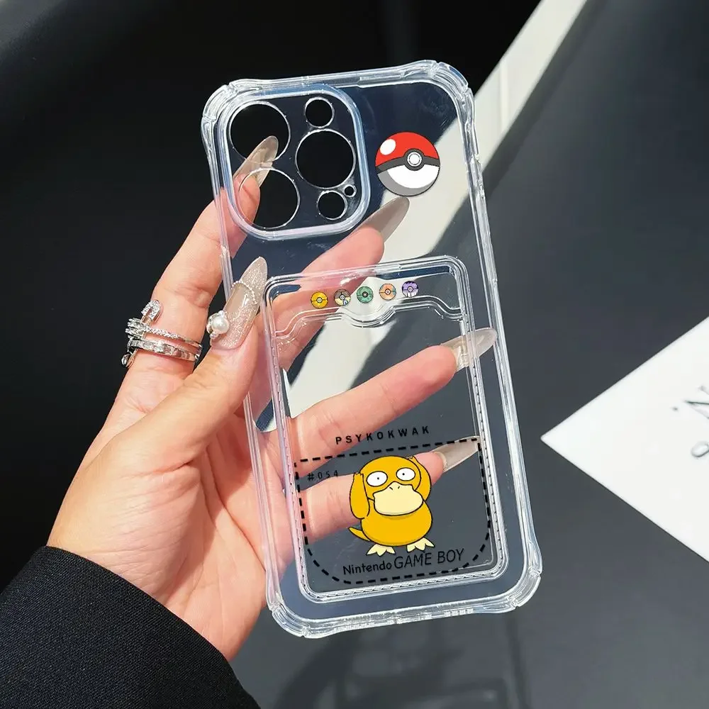 thumbnail image 1 of Pikachu Gengars Squirtles Bulbasaurs funda de teléfono para iPhone 16 15 14 Plus 13 12 Mini 11 Pro Max X Xs 7 8 Card Pocket Clear Cover, 1 of 5