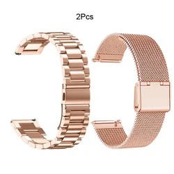 Premium Stainless Steel Watchband - 20mm/22mm Wrist Strap for 20mm (Rosegold 2pcs)