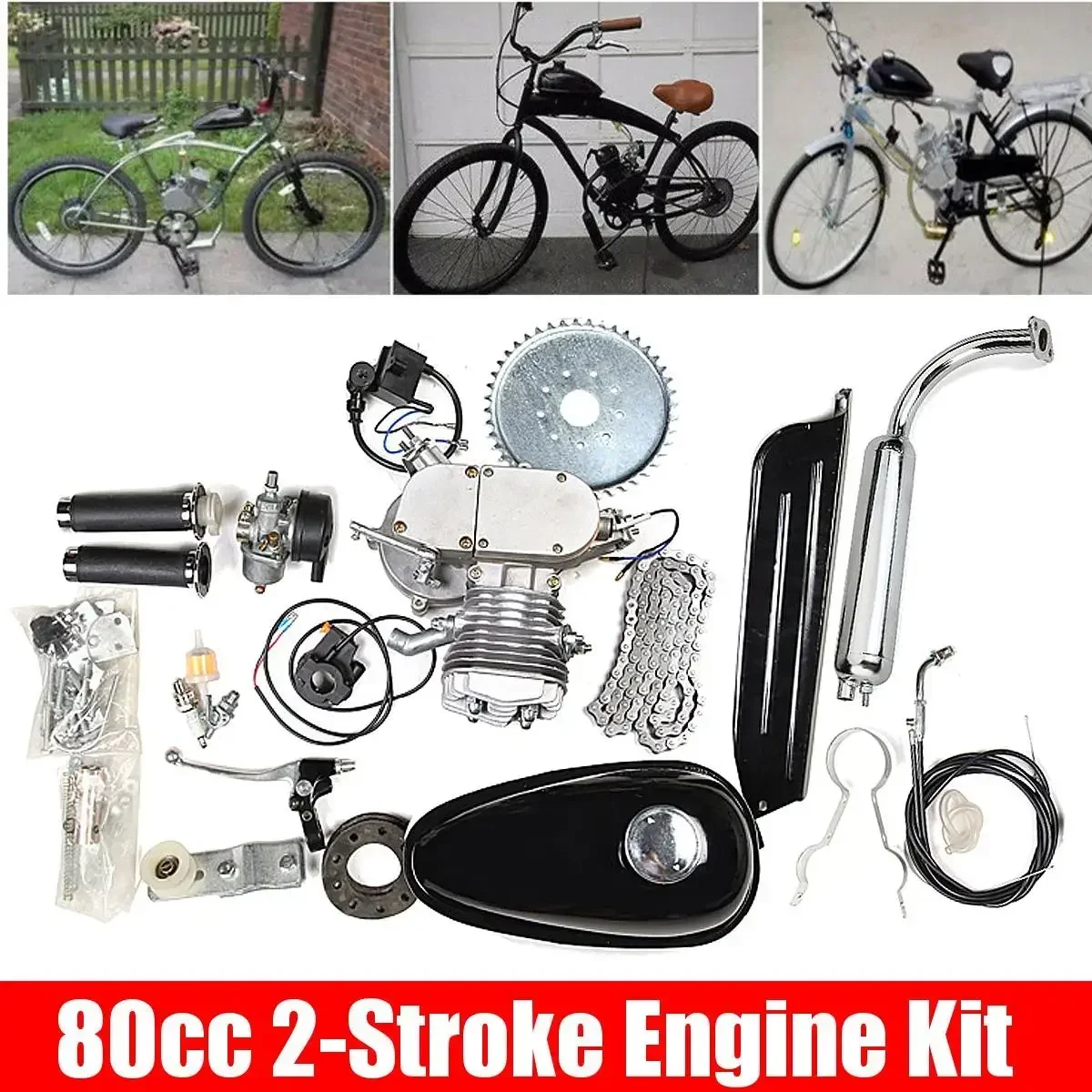 60cc 80cc Bicycle Gas Engine Kit 2 Stroke Motor Bike Engine For DIY Electric Bicycle Dirt Pocket Bike Complete Kit