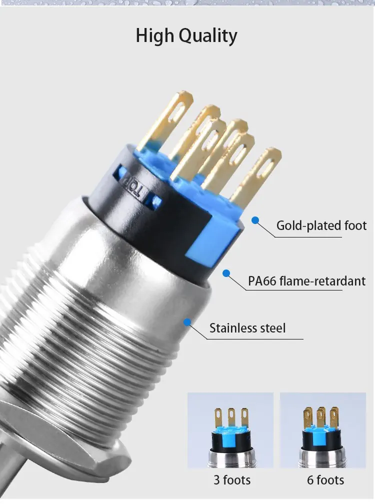 Description Picture 5 of item16/19/22mm metal rotary push button  2/3 position latching knob Switch Press Button rotary Rotate button LED light rotation IP65