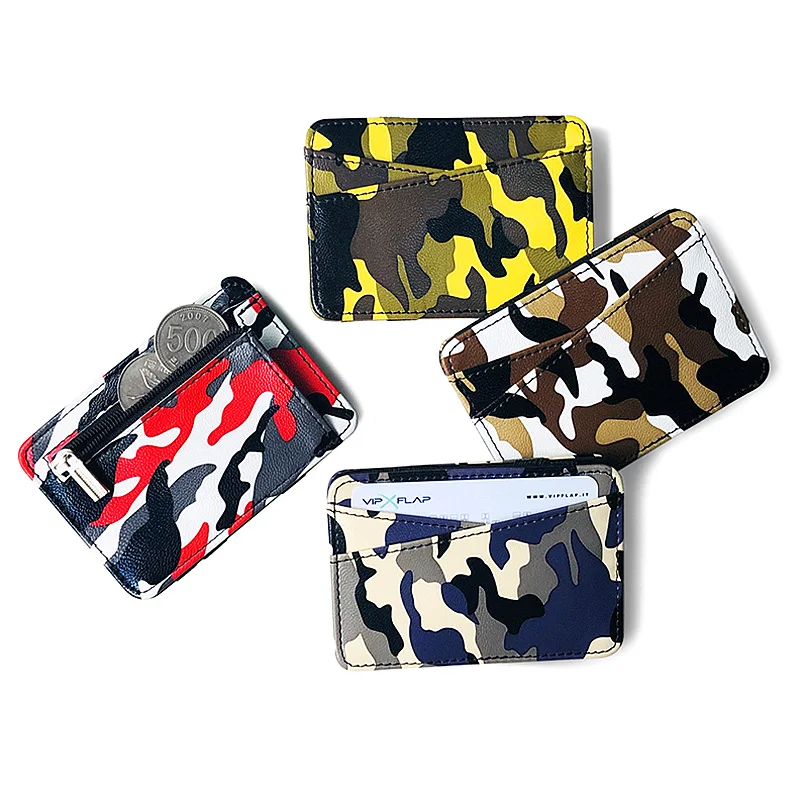 

Ultra Slim Camouflage Magic Wallets for Women Men PU Leather Mini ID Card Holders Coin Purses Travel Credit Card Case Clip Cover