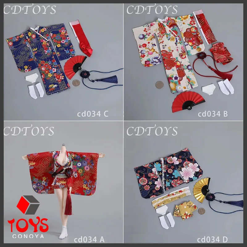 

cdtoys cd034 1/6 Female Printed Kimono Japanese Bathrobe Clothes Model Fit 12-inch Soldier Action Figure Body Dolls