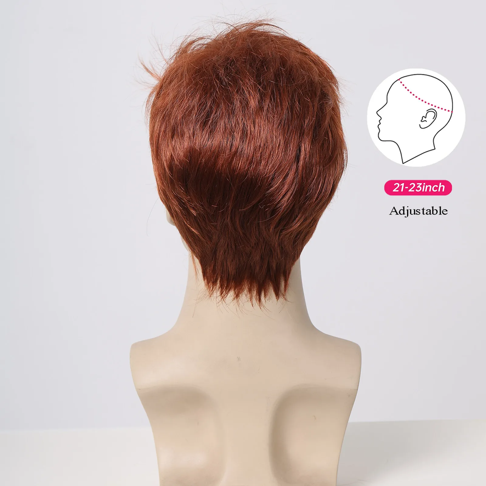 ALAN EATON Short Copper Red Wigs for Men Synthetic Fluffy Natural Wig Heat Resistant Halloween Cosplay Wig Auburn Pixie Cut Wig