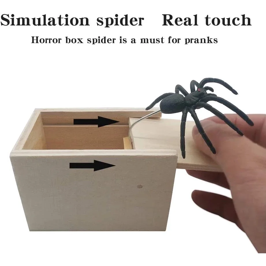 Funny Scare Box Wooden Prank Spider Hidden in Case Great Quality Prank-Wooden Scarebox Interesting Play Trick Joke Toys