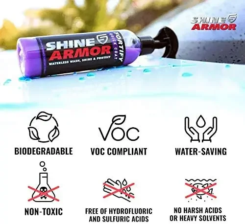 SHINE ARMOR Fortify Quick Coat Ceramic Coating Car Wax Polish Spray Waterless Car Wash Wax Hydrophobic Top Coat Polish