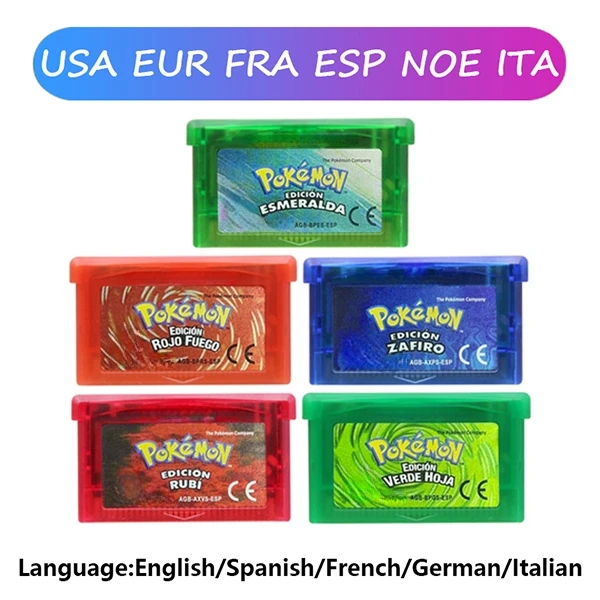 

GBA Game Pokemon Series 32 Bit Video Game Cartridge Console Card Pokemon Emerald Ruby FireRed LeafGreen Sapphire Multi-language