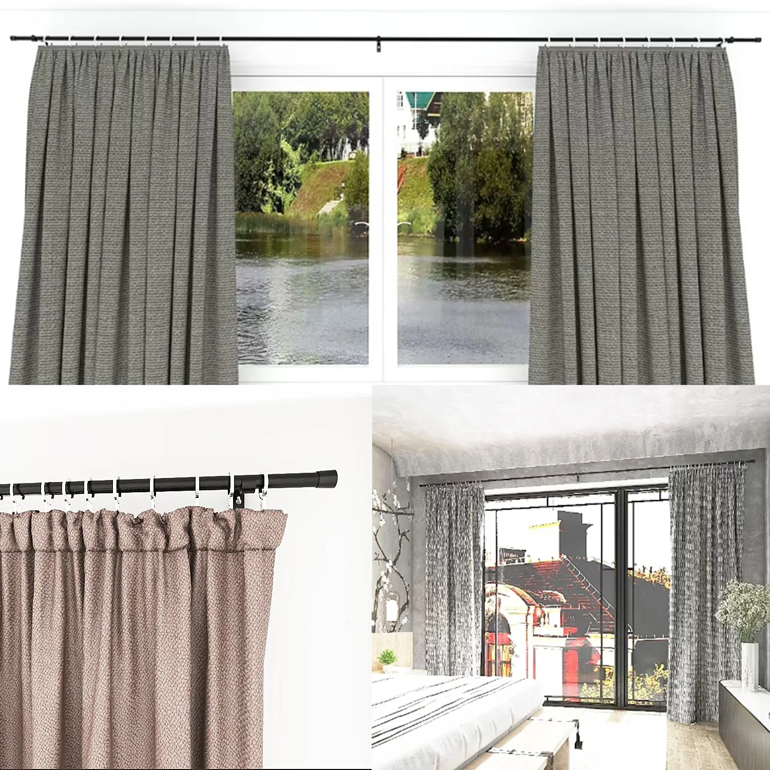 6 Staffe Per Aste Tende Regolabili – Colore Argento, Kit Con Viti E Tasselli, Per Soggiorno, Camera, Bagno - 2
