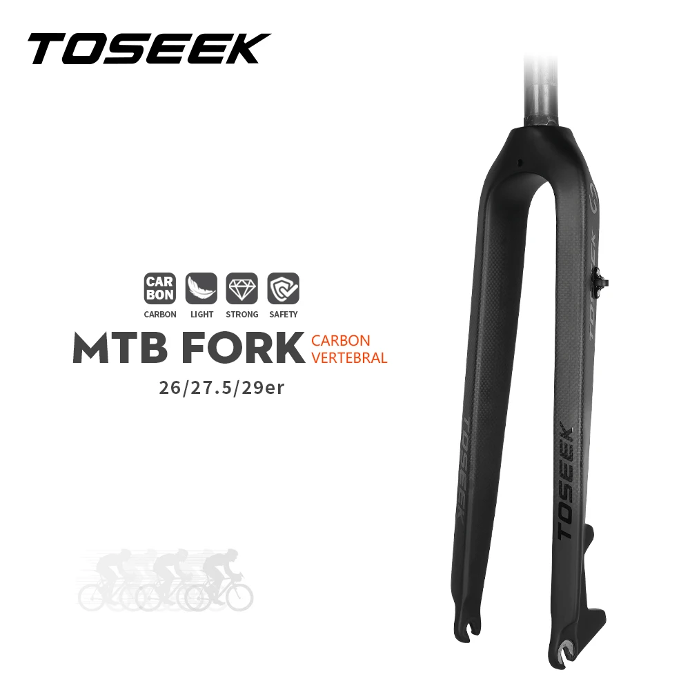 Toseek Mtb Forcella Full Carbon Fiber Bike Anteriore 26/27.5/29 "Bicicletta Rigida Tubo Dritto 560G Leggero