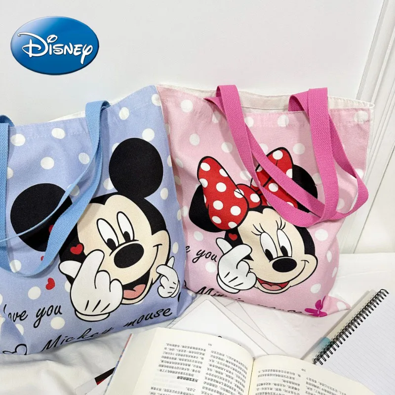 Nieuwe Disney Mickey En Minnie Cartoon Creatief Geprint Patroon Handtas Grote Capaciteit Mode Canvas Schoudertas Voor Vrouwen