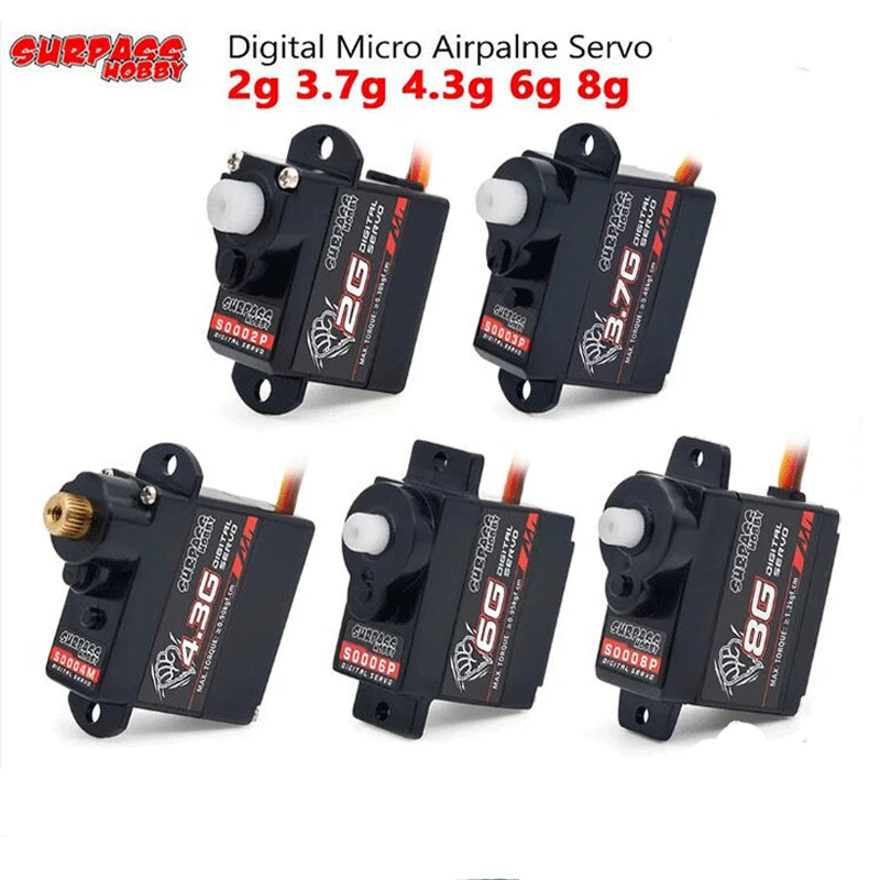 

Цифровой мини-сервопривод Surpass Hobby 2g 3,7g 4,3g 6g 8g, металлическая и пластиковая Шестерня для радиоуправляемого дрона, самолета, автомобиля-робота с фиксированным крылом