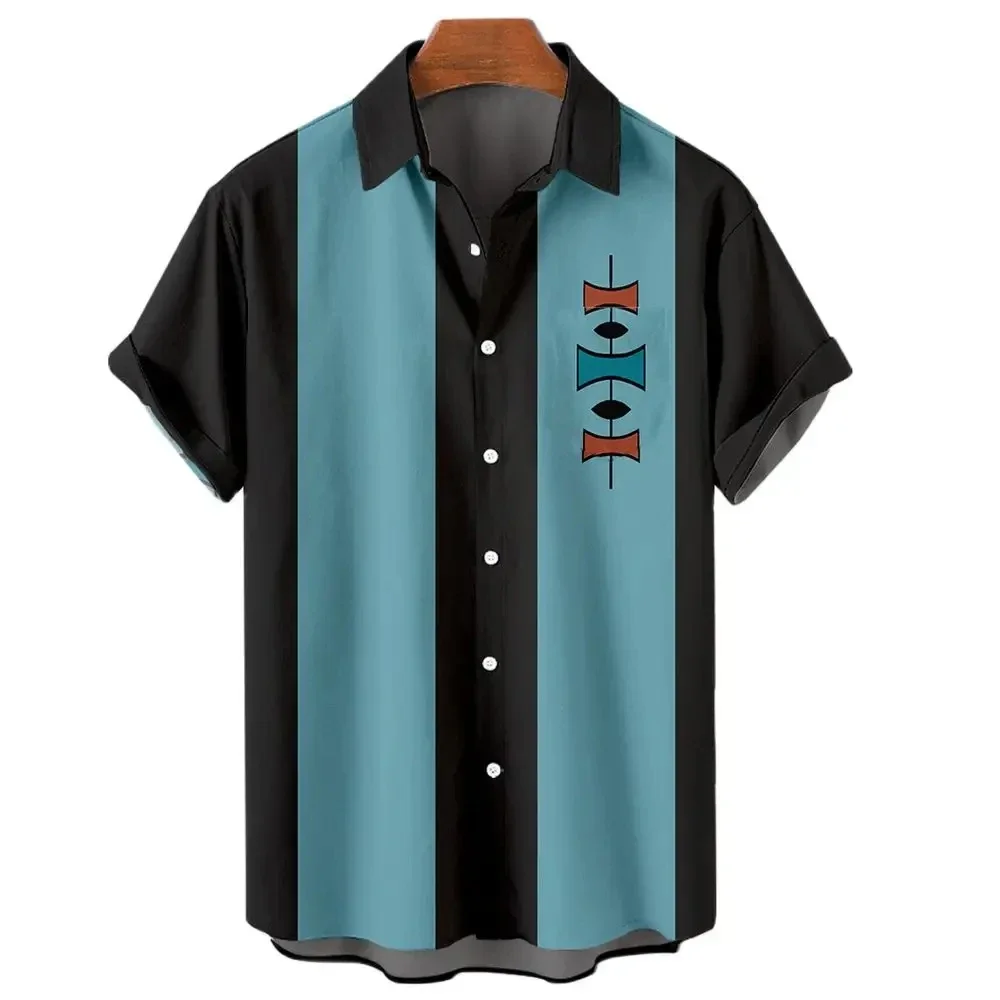 thumbnail image 1 of Camisa de hombre con estampado de flamencos, informal, con estampado 3D, con botones de solapa, para verano, estilo hawaiano, informal, tallas S a 5XL, 1 of 5