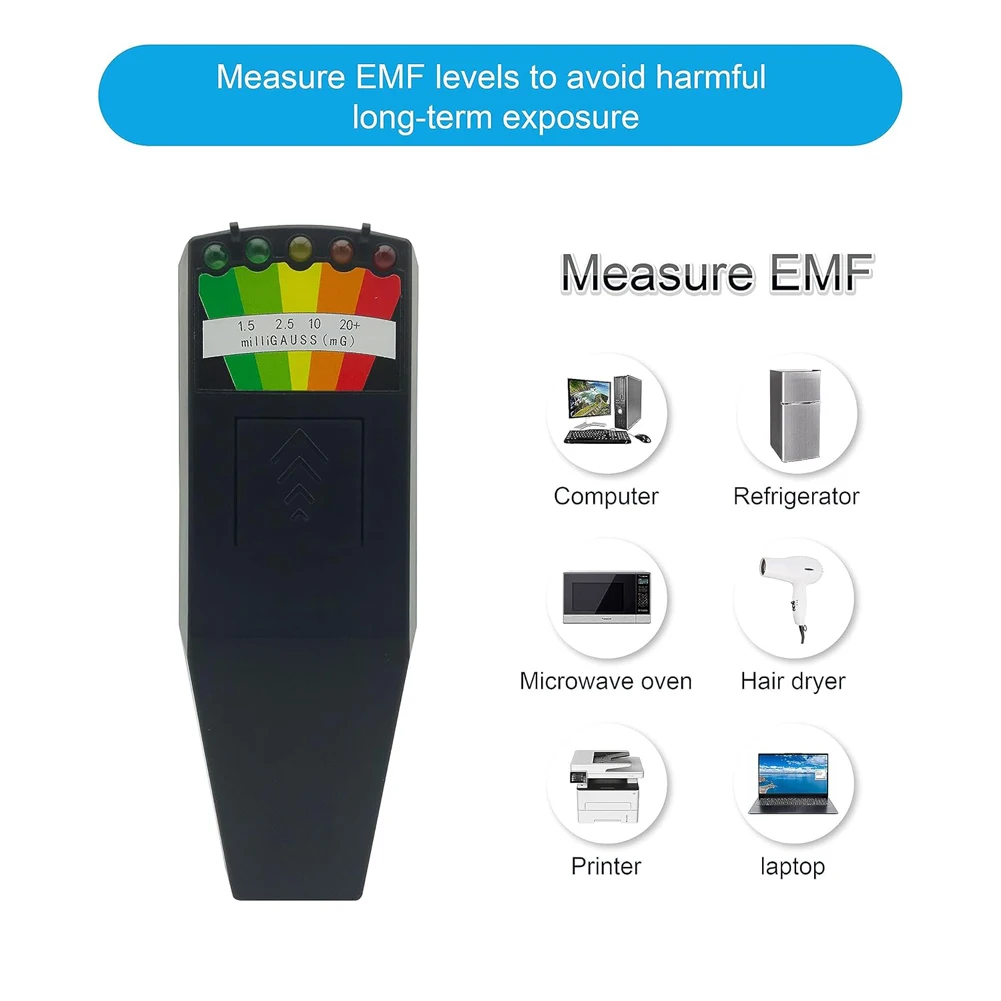 5 LED EMF Meter with 4 Motion Light Up Cat Balls Portable Magnetic Field Monitor 5 Scales for Home Office EMF Detection