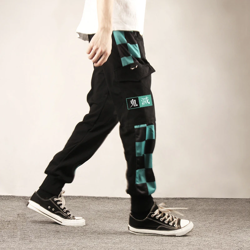 cargo sweatpants Anime Demon Slayer Casual Cargo Pants Kamado Tanjirou Agatsuma Zenitsu Tomioka Giyuu Sweatpants Fashion Unisex Overalls black cargo trousers