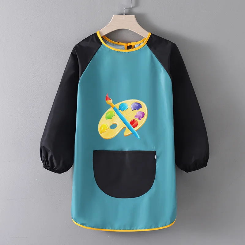 New Arrivals Long Sleeved Gown Cartoon Print Children's Bib Waterproof Kids Boys Girls Art Craft Painting Drawing Apron Custom accessoriesbaby easter 