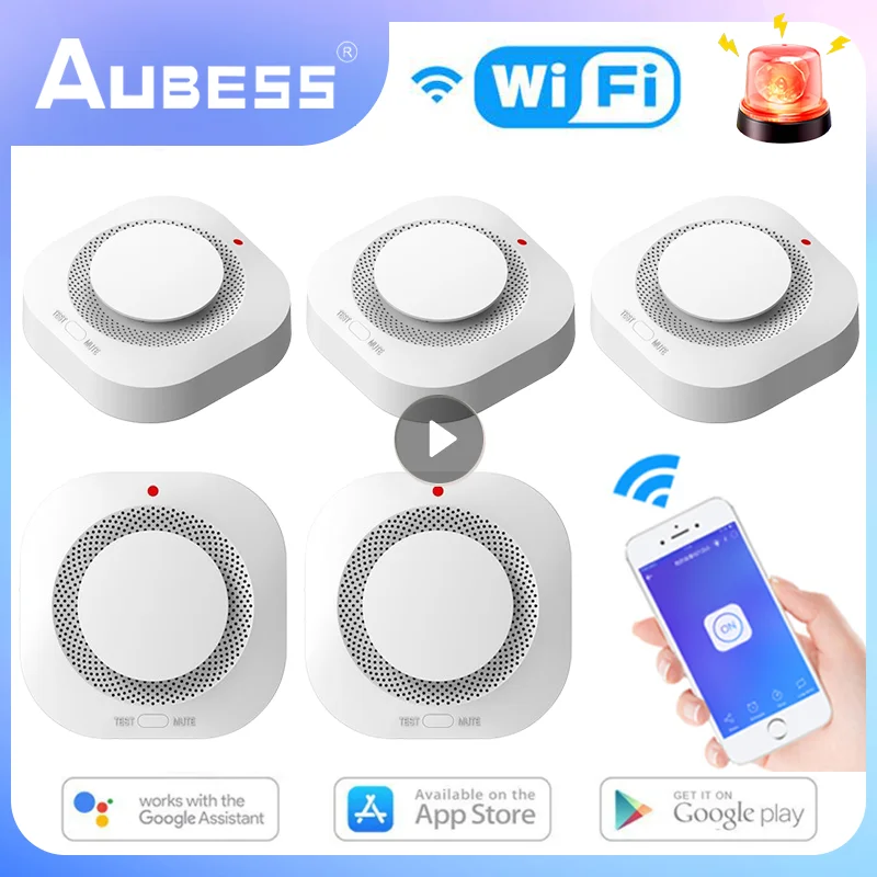 Tuya Wifi Rilevatore Di Fumo Sensore Protezione Antincendio Allarme Di Sicurezza Domestica 90Db Allarme Lavoro Antincendio Con Smart Life Alexa Google