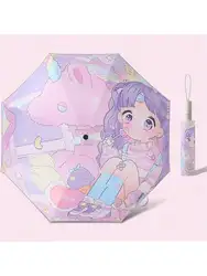 Magical Unicorn Kids Umbrella with Sun Protection and Auto Open/Close Functionality - Aluminum (Sweet girl)