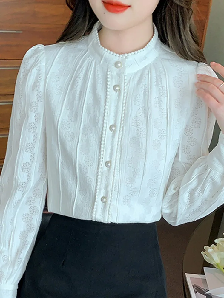 Office Lady Elegant White Shirts New Arrival 2023 Spring Korean