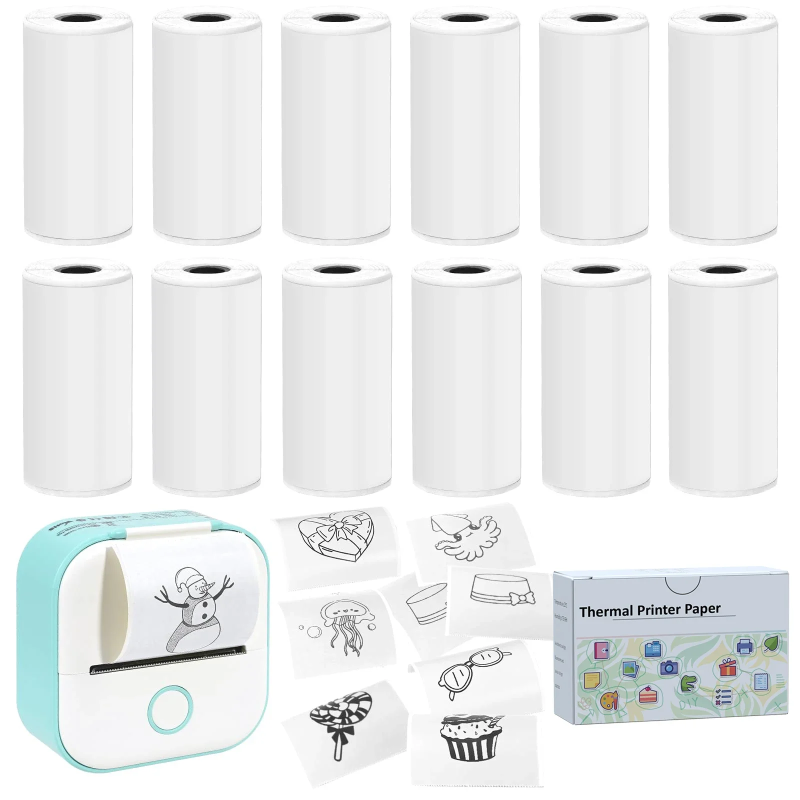 53mm White Thermal Paper Self-Adhesive Sticker Mini Thermal Pocket Printers 3-Rolls Note Text Journal Photo DIY Creation self adhesive stickers thermal paper printer sticker paper printing paper thermal paper roll thermal printer paper