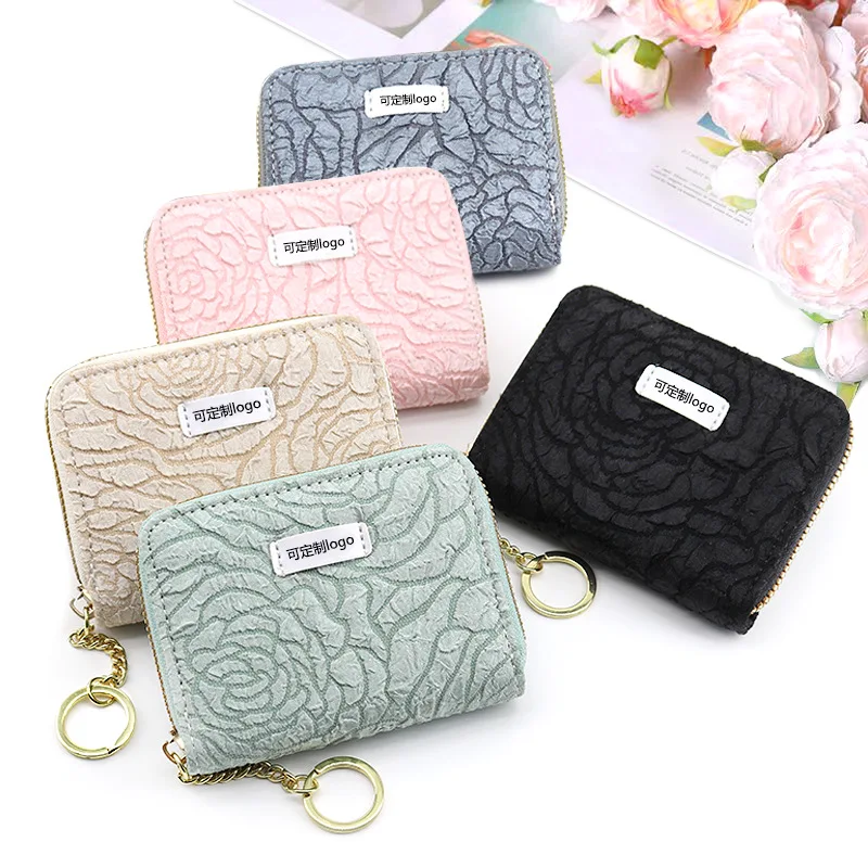 

New Korean Flower Organ Card Bag Women's Zero Wallet Zipper Card Set Card Bag with Large Capacity, Multiple Positions