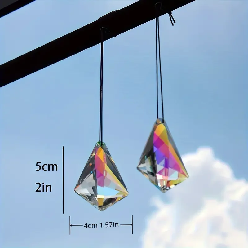 1 pc prism glass hanging cut geometric drop hanging rainbow maker window balcony kitchen garden decoration