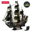 CubicFun 3D Puzzle for Adults LED Pirate Ship, Large Queen Anne's Revenge Desk Puzzles, DIY Model Building Kits Toys For Teens 1