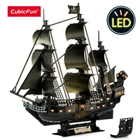 CubicFun 3D Puzzle for Adults LED Pirate Ship, Large Queen Anne's Revenge Desk Puzzles, DIY Model Building Kits Toys For Teens 1