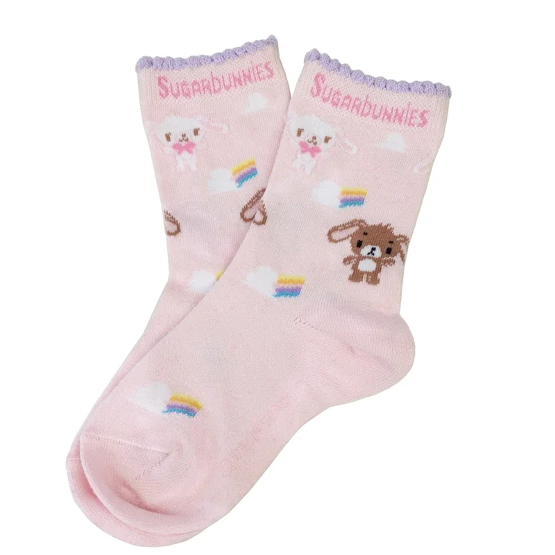 Cute Sugarbunnies Long Socks for Girls Kids Kawaii Cartoon Anime Pink Cotton Socks for girls long socks