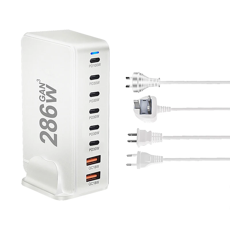 

Настольное зарядное устройство GaN с 8 USB-портами, 286 Вт