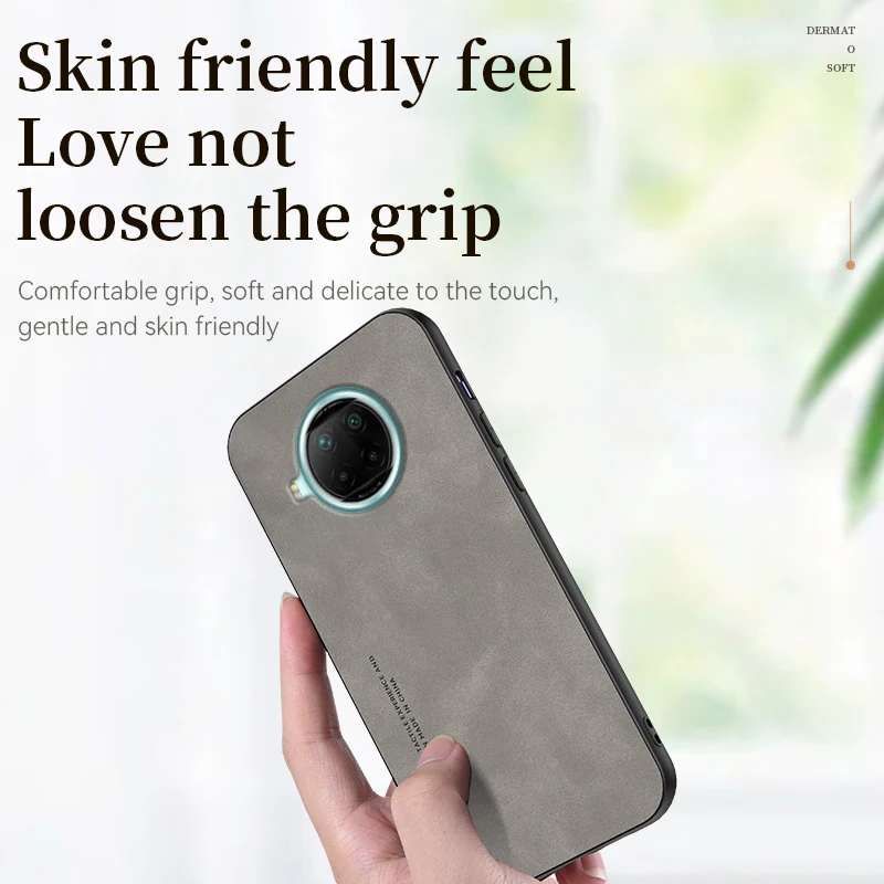 For Xiaomi 10T Lite Phone: Sheepskin Leather Case for Xiaomi 10T Lite - Ring Holder Protective Len Luxury Men Mobile Gift Cover