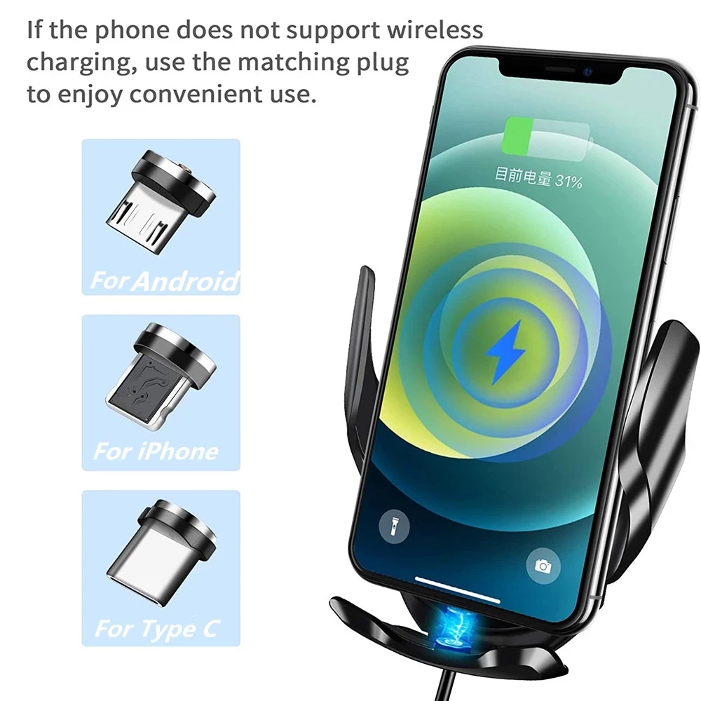 15W Car Wireless Charger Magnetic USB Automatic Mount Phone Holder For iPhone Samsung Xiaomi Infrared Induction Fast Charging