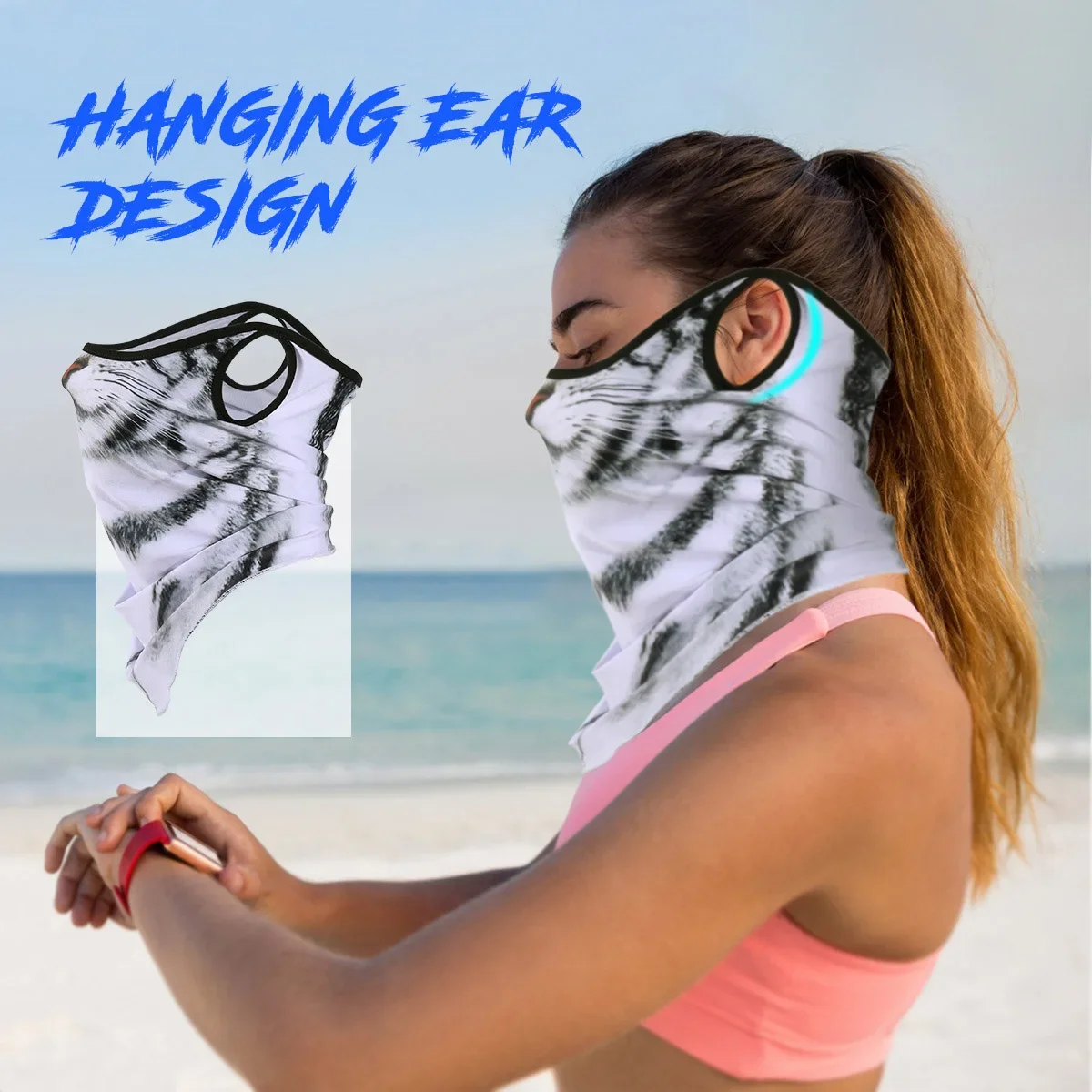 3D Animals Magic Scarf Bandana Breathable Neck Warmer Gaiter Hanging Ear Outdoor Sports Triangle Face Mask Neckerchief Summer