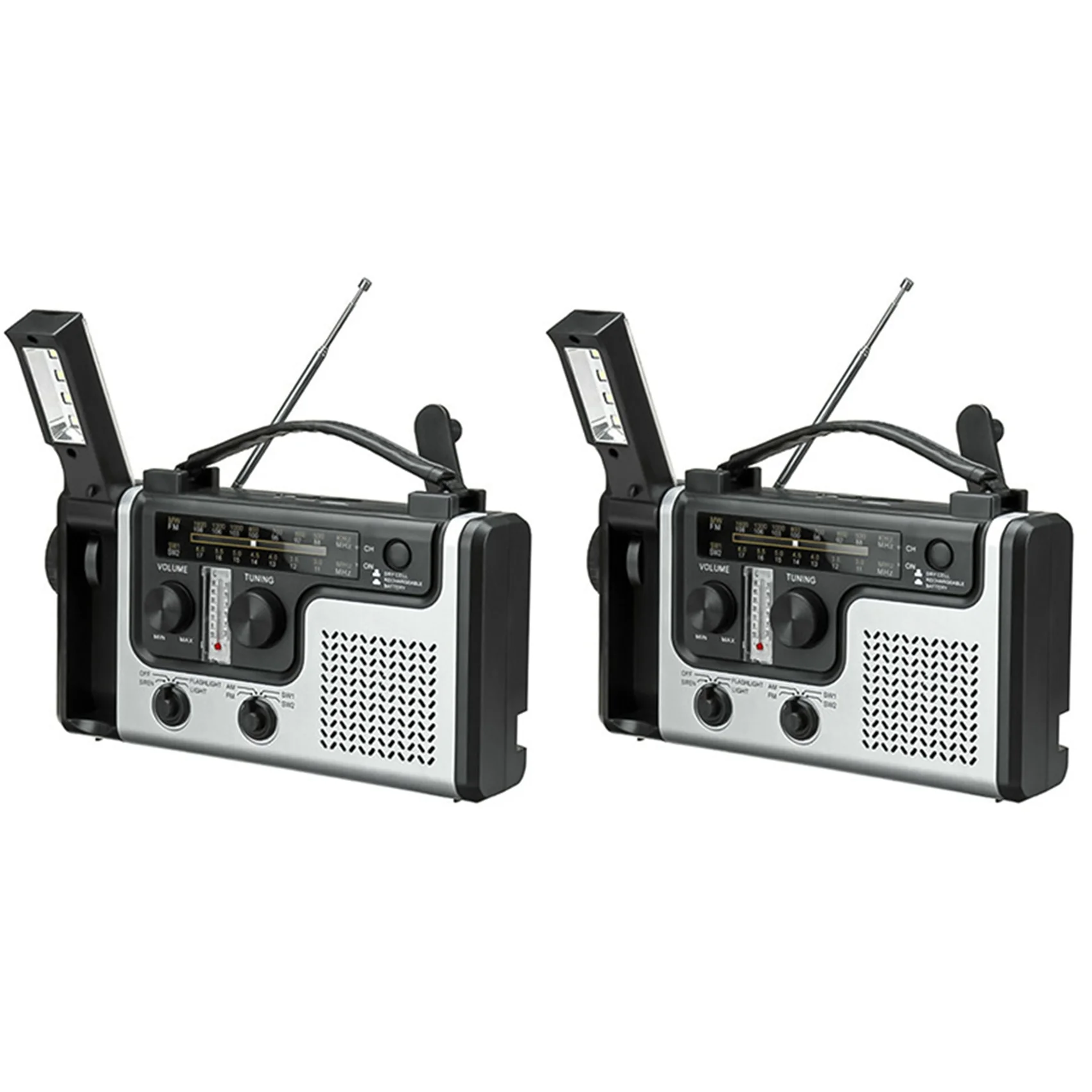 

2X Multifunctional Solar Radio Portable FM / AM Radio Built-in Speaker Support LED Emergency Flashlight Table Lamp