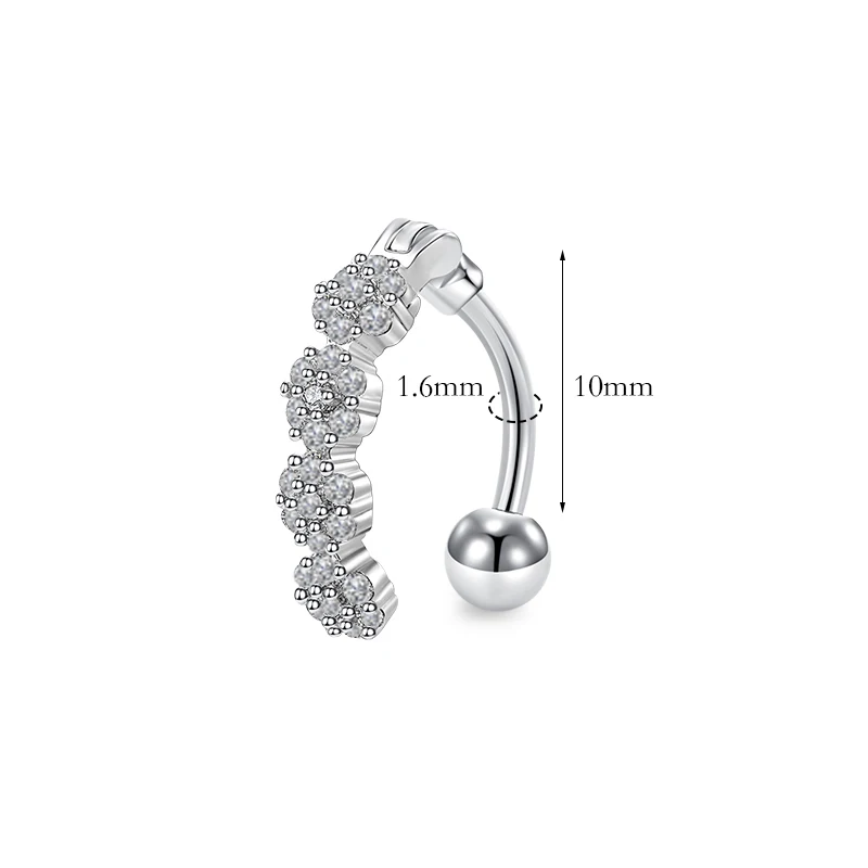 Belly Button Piercings Women Trendy Belly Piercing Stainless Steel Crystal Belly Button Piercings Dangle Flower Accessories Punk Women's Navel Rings