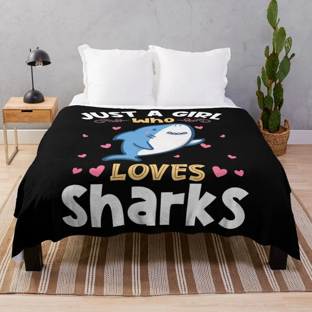 

Just a Girl who Loves Sharks Diving Enthusiast Throw Blanket Sofa Throw Sofas Polar Blankets