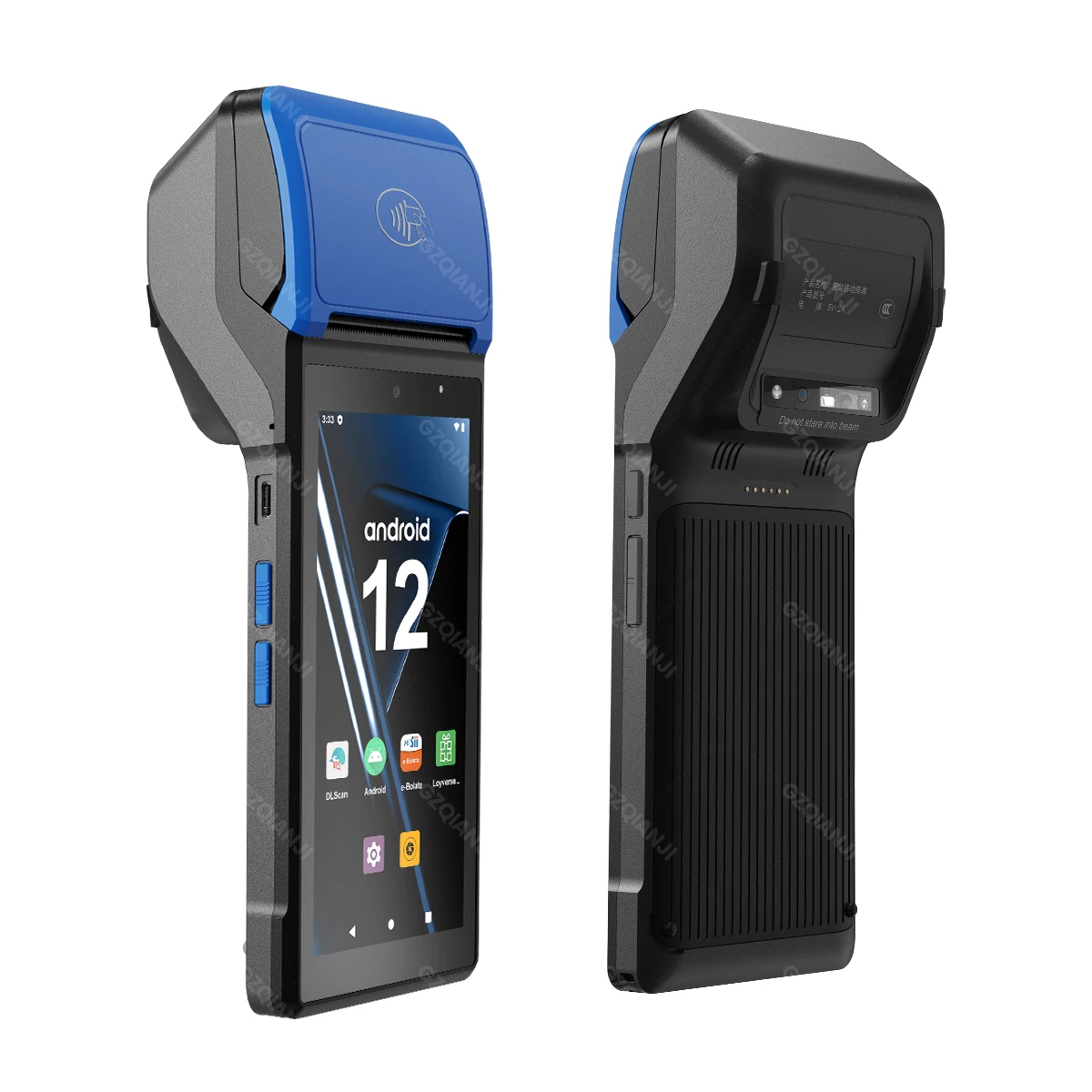 안드로이드 12/8.1 3G 4G 휴대용 POS 단말기 (58mm 감열 프린터, 1D 2D 바코드 QR 스캐너, NFC 리더 옵션 포함)