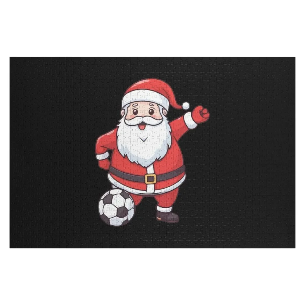 

Kawaii Santa Playing Soccer Jigsaw Puzzle Personalised Name Wooden Jigsaws For Adults Personalize Custom Photo Puzzle