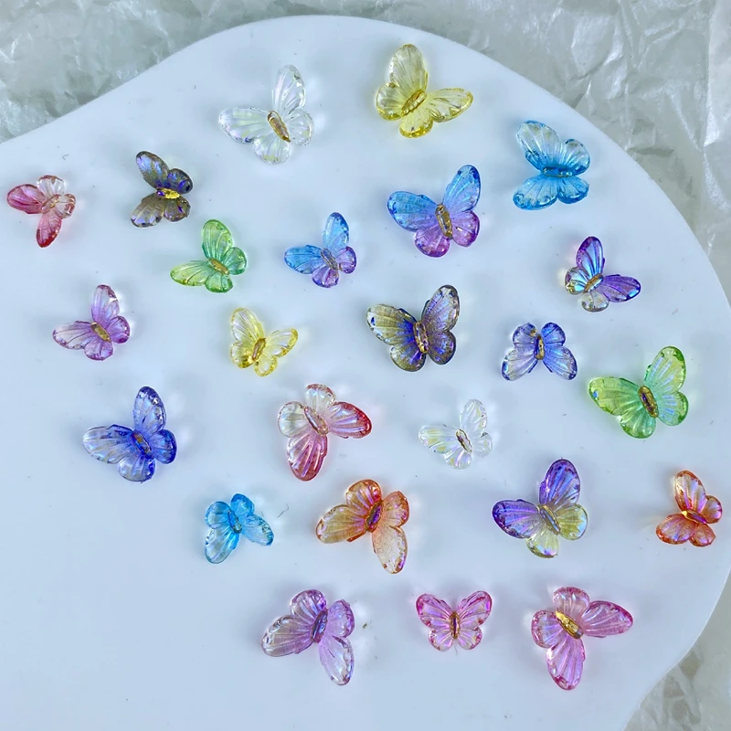

30PCS 3D Colorful Aurora Butterfly Nail Art Charms Accessories Clear Resin Parts Nail Decoration Design Supplies Material Tool