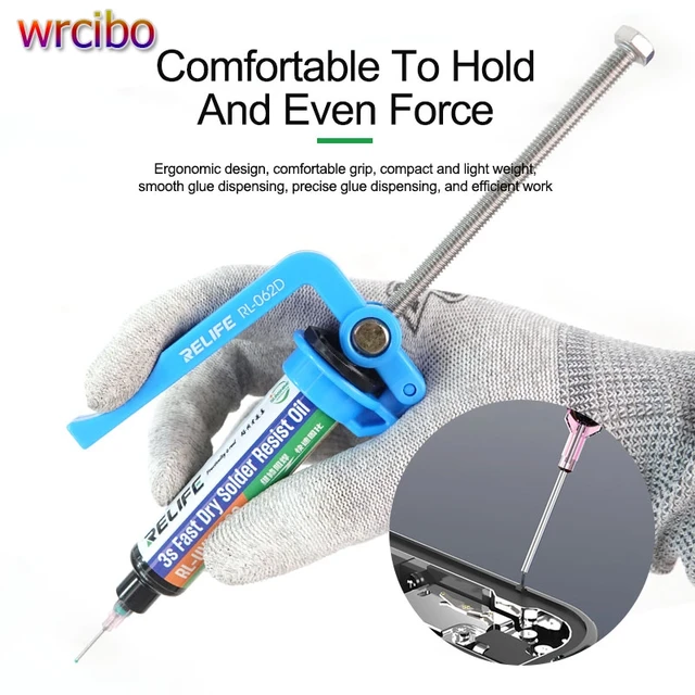 RELIFE 송진 플럭스 배럴 압출기 수동 노동 절약형 글루건, 주사기 용접 오일, 솔더 페이스트, UV 마스크 오일, 접착제, 5CC ~ 10CC