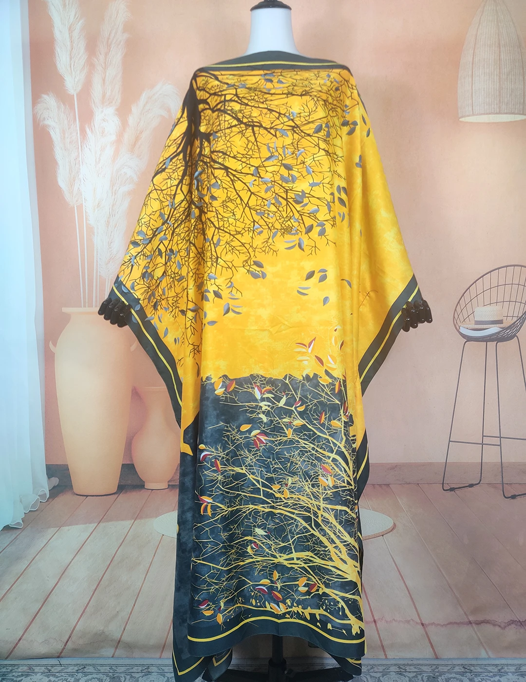 Kuwait Popular Bright Color Boho Twill Silk Loose Kaftan Dress Boubou Femme Style Africa Beach Muslim Lady Abaya Gowns 2023 fashion bright striped line tassel viscose shawl scarf lady high quality wrap headband bufandas muslim hijab sjaal 180 90cm