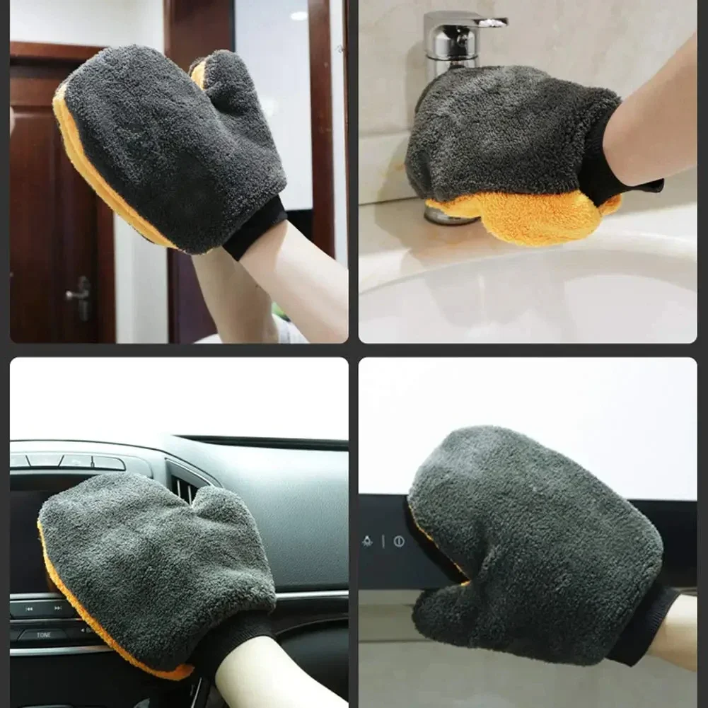 Car Washing Gloves Soft Microfiber Double-sided Coral Fleece Clean Glove Water Absorption Dust Auto Cleaning Accesorios car cleaning gloves,microfiber car mitt,microfiber cleaning gloves,microfiber washing gloves,microfiber gloves