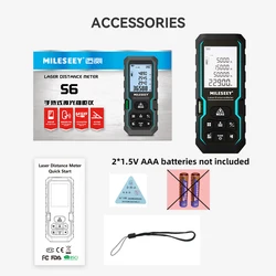 Laser Distance Meter with Level Bubble and Backlit LCD Display for Home Measuring - 40m/120m Range (S6 Non-Charging)
