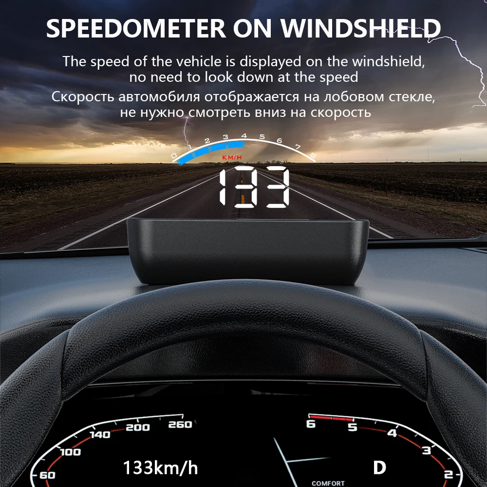 OBDHUD M6S OBD2 HUD Digital Car Speedometer Head Up Display Windshield  Projector on Car Glass Auto Accessories On-board Computer