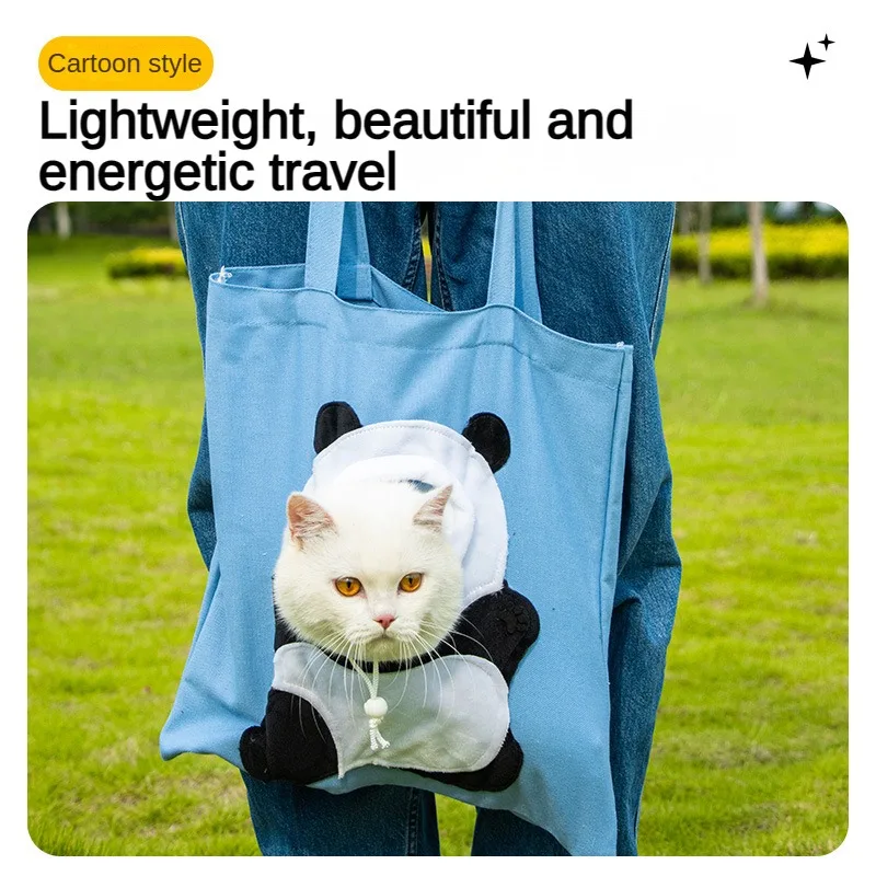 Pet Go Bag Cat Dog Carrier Bags Outgoing Travel Pets Handbag Portable Canvas Single Shoulder Cute Bear Bag for Small Dogs Cats